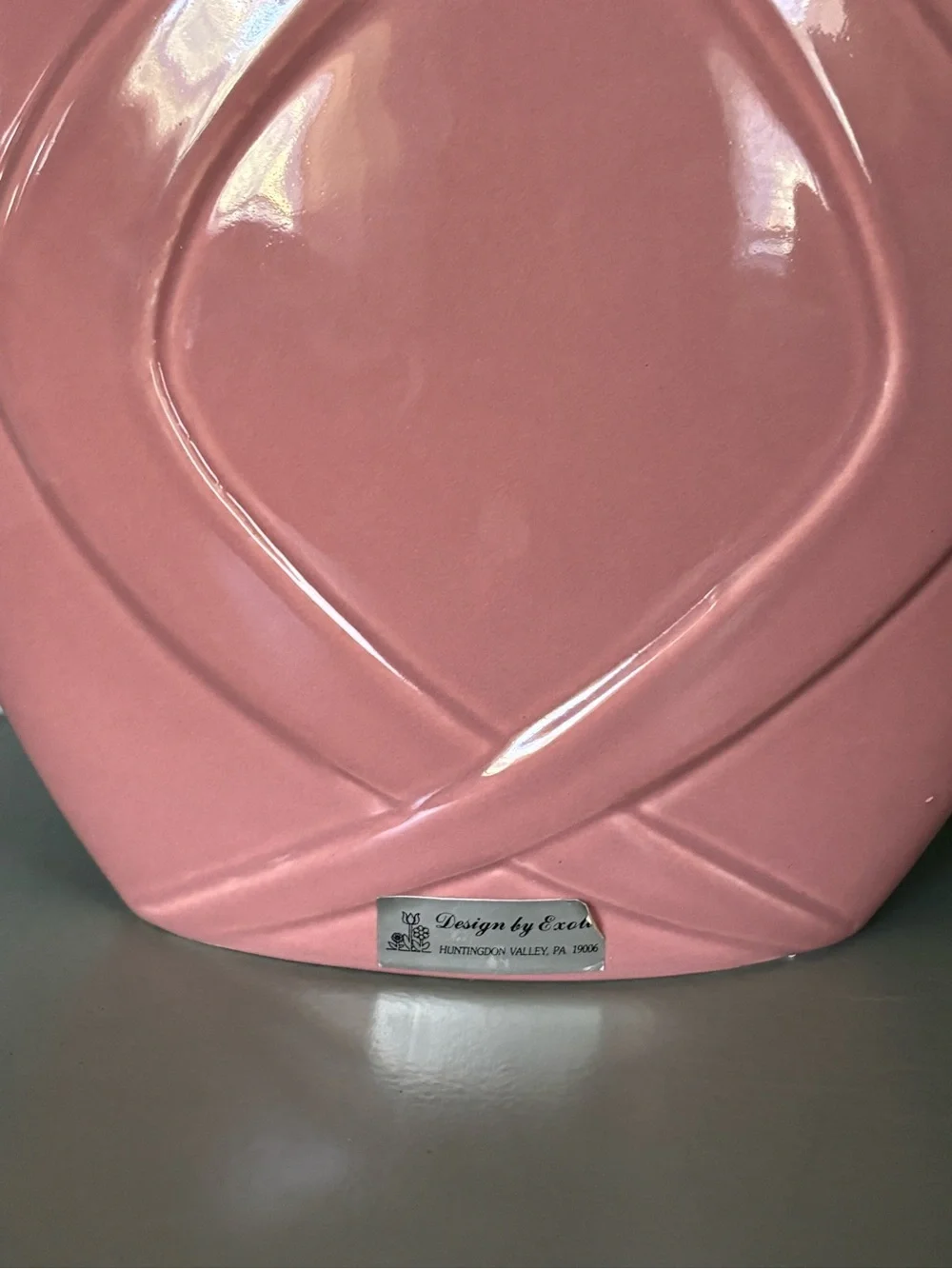 80’d Art Deco Revival Pink Decorative Ceramic Vase - Home Accents